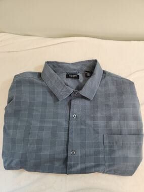 Chaps Shirt Mens 3XLT 3XL Tall Blue Plaid Long Sleeve Preppy Work Business